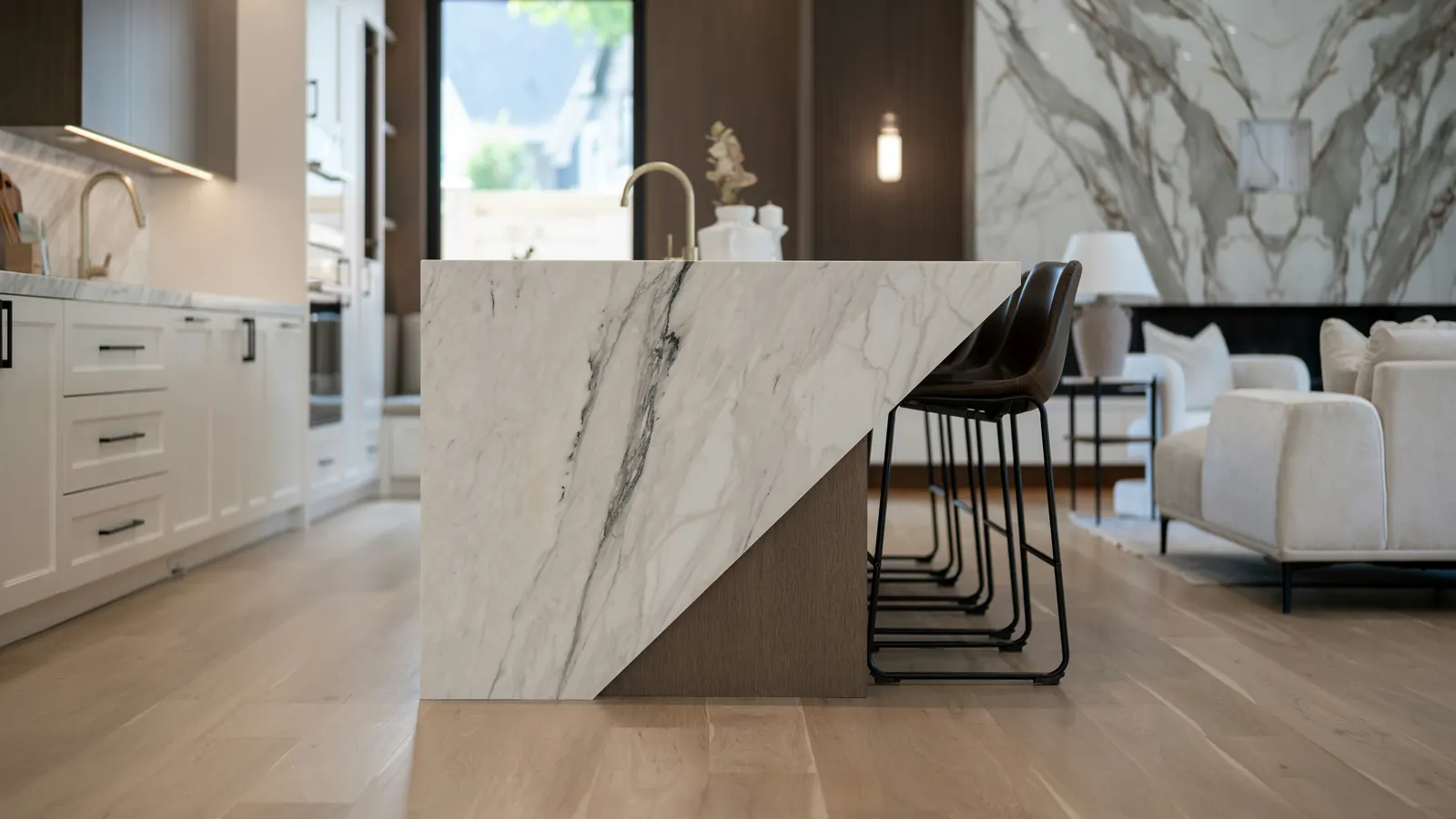 Kitchen with stone countertops and custom cabinets